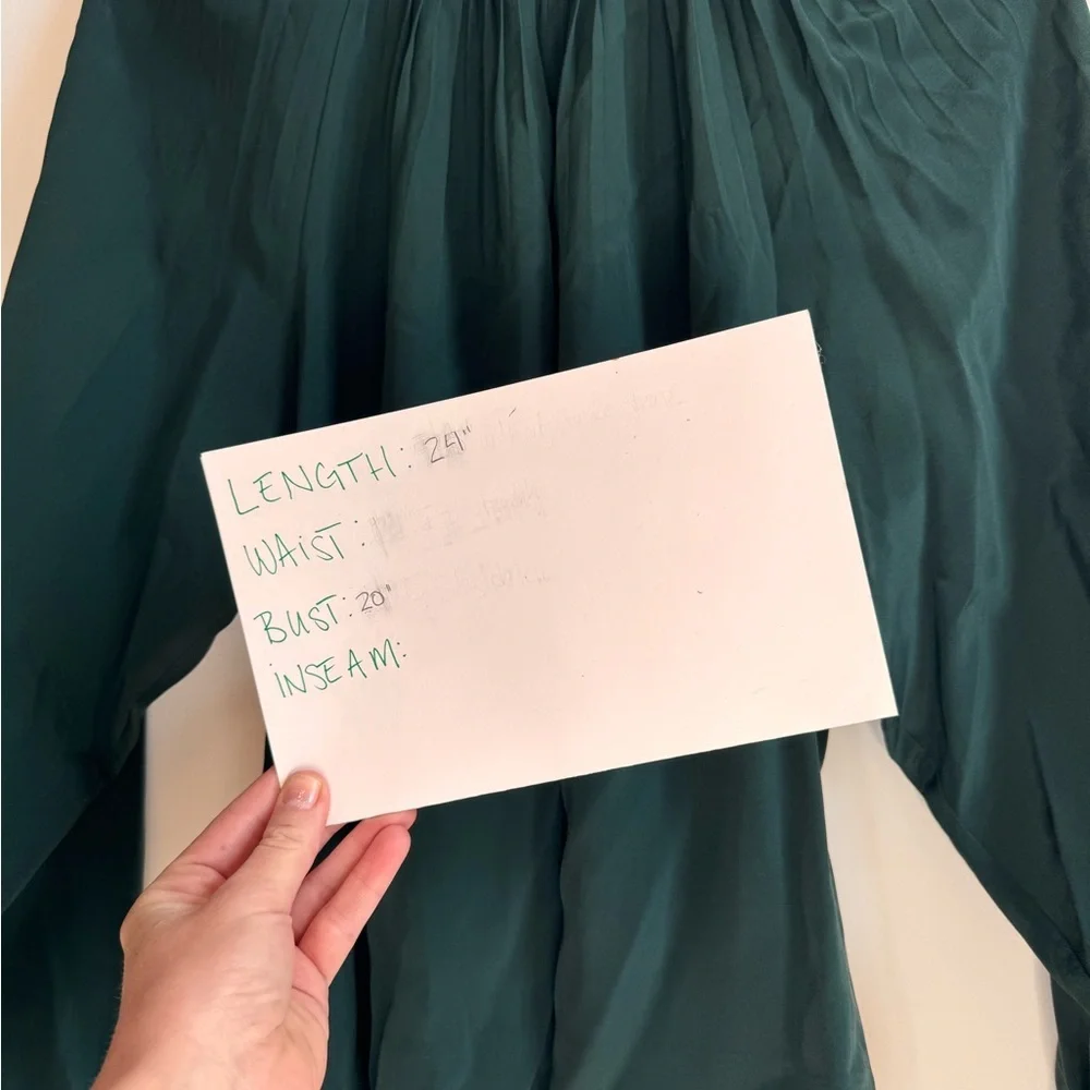 More Oliver Silk Forest Green Mock Neck Button Detail Long sleeve Blouse Medium - Picture 5 of 5